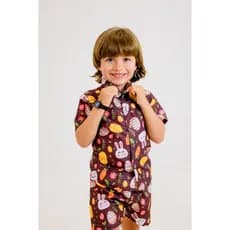 Conjunto Mauricinho Páscoa Masculino Blusa Gola polo com Short Coelho Páscoa Conjunto Temático Páscoa Fantasia Páscoa