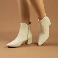 Bota Feminina Social Bico Fino Salto Médio Confortável Moda Blogueira Boho
