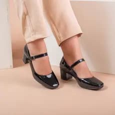 Sapato feminino scarpin Slingback boneca salto baixo bloco sapato social fivela  Mary Jane Boho