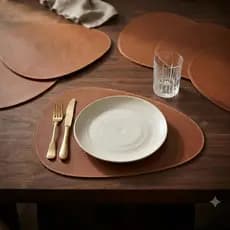 Kit 6 Sousplat Oval Couro Sintético Liso Jogo Americano Individual Mesa Posta Jantar Decoração da Cozinha