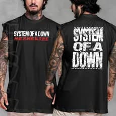 Camiseta regata machao oversized masculino System Of Down Mezmerize Album Rock World Tour Unissex