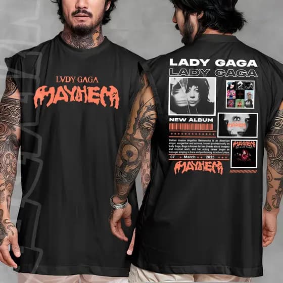 Camiseta regata machao oversized Lady Gaga Mayhem show rio de janeiro Album Diva  World Tour estilosa Unissex Longline