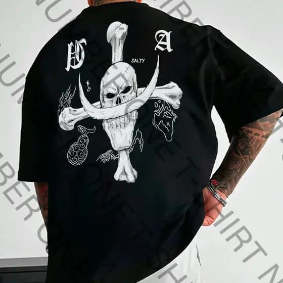 Camiseta Basica e OVERSIZED Barba Branca Capitao Edwards Portgas Ace One Piece Unissex