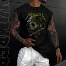 Camiseta regata machao oversized banda de rock metalica album retro vintage streetware em algodao