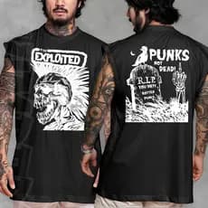Camiseta regata machao oversized masculino banda The Exploited em algodao unissex Longline