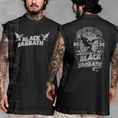 Camiseta regata machao oversized banda de  heavy metal black sabbath em algodao unissex