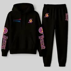 Kit Conjunto Moletom Canguru e calça moletom Com Capuz Basquete LA Streetwear nb  Personalizado