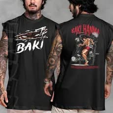 Camiseta regata machao oversized masculino baki the grappler hanma em algodao unissex Longline