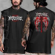 Camiseta regata machao oversized masculino  nervous asas gótico punk em algodao unissex Longline