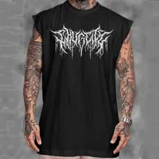 Camiseta regata machao oversized masculino gotiica terror dark demon em algodao unissex Longline