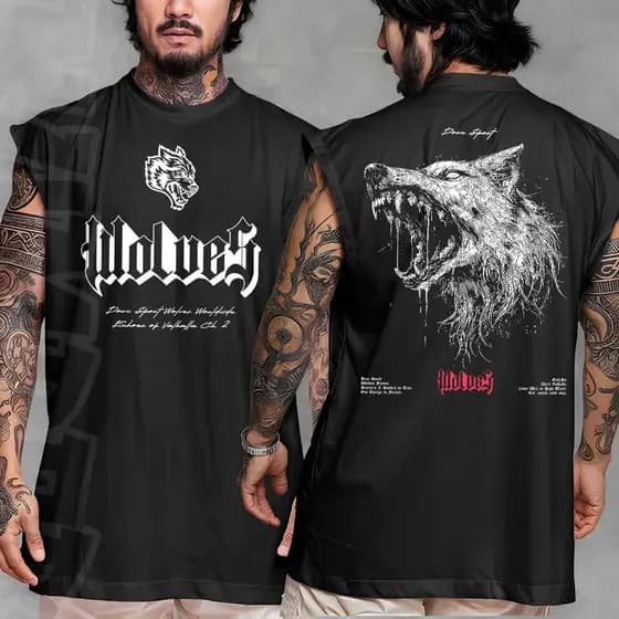Camiseta regata machao oversized masculino lobos star wars wolves club gyn academia em algodao unissex Longline