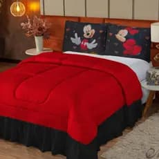 Colcha Casal Queen 3 Peças Infantil Mickey e Minnie