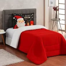 EDREDOM NATAL SOLTEIRO 2 PEÇAS PAPAI NOEL 200 FIOS