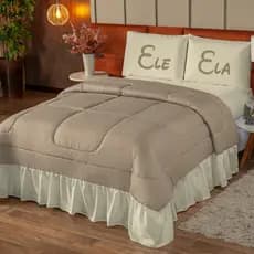 Colcha de Cama Casal/Queen ELE E ELA Queen 3 Peças