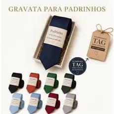 Kit Gravata Verde Oliva Slim Masculina com Tag  Convite de Padrinho | Casamento| Festa | Eventos