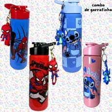 KIT  GARRAFINHA INFANTIL– STITCH E HOMEM-ARANHA | COMBO ECONÔMICO ENVIO RÁPIDO