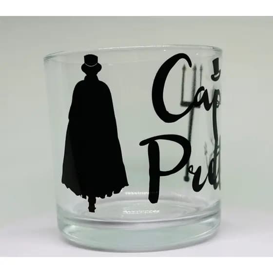 COPO DE WISKY E BEBIDAS EXÚ CAPA PRETA UMBANDA QUIMBANDA CANDOMBLÉ 260ML VIDRO - TRIDENTE