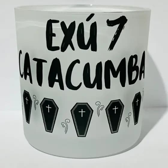 COPO DE BEBIDAS E WISKY EXÚ 7 CATACUMBA 260ML VIDRO UMBANDA KIMBANDA E CANDOMBLÉ