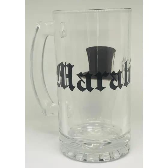 CANECA DE CHOPP CERVEJA E BEBIDAS EXÚ MARABÔ CARTOLA VIDRO 475ML UMBANDA KIMBANDA E CANDOMBLÉ