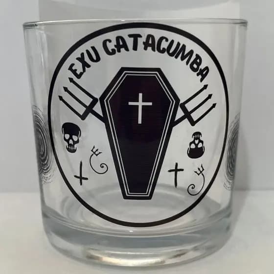 COPO DE WISKY E BEBIDAS EXU CATACUMBA 260ML VIDRO - UMBANDA QUIMBANDA E CANDOMBLE