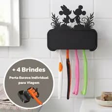 Porta Escovas de Dente Parede – Fixação Sem Furo – Suporte Para 4 Escovas + Fita Dupla Face Forte + 2 Brindes