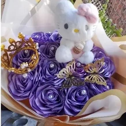 Buquê eterno heloo kit, buquê de rosas eternas de cetim