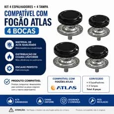 Kit Fogão Atlas Mônaco Espalhador com Queimador 4 Bocas