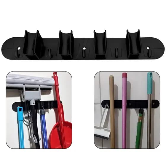 Suporte de Parede para Vassouras, Acessórios, Rodos, Pás com Plástico Polipropileno Resistente