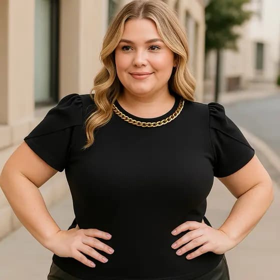 Blusa semi cropped ribana feminina plus size curve moderna manga curta branca vermelha preta marrom