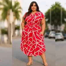 Vestido PLUS SIZE feminino (46 ao 56) exg estampado midi dia a dia casual estiloso confortavel