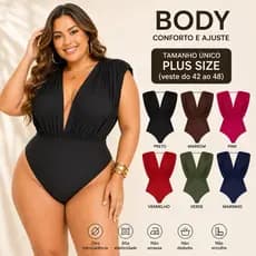 PLUS SIZE Body feminino estiloso manga transpassado chique tamanho grande decote profundo balada
