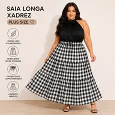 PLUS SIZE Saia longa xadrez feminina moda evangélica elegante quadricululada são João festa junina