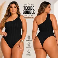 Body feminino canelado mula manca fivela regata estiloso plus size tecido bubble bolha ombro só