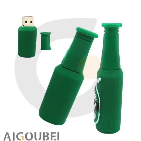 Driver De Silicone Em Formato De Garrafa De Cerveja USB Personalizado 2.0 1GB 2GB 4GB 8GB 16GB 32GB 64GB 128GB 2TB Ampla