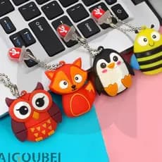 Unidade flash De Abelha De Pinguim De Raposa De animal Pequeno Personalizado silicone USB Pen drive De Alta Velocidade E