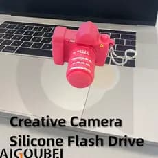 Unidade Flash De Silicone Com Câmera Rosa Personalizada Mini De Alta Velocidade Segura E Estável USB 2.0 1GB 2GB 4GB 8GB