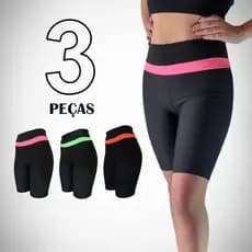 Kit Com 3 Bermuda Feminina Fitness Cós Neon Roupa De Academia Moda Fitness