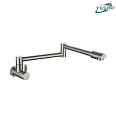 YESOP Torneira Cozinha De Parede Articulável Dobrável Inox Escovado Prata 40cm Gourmet Premium