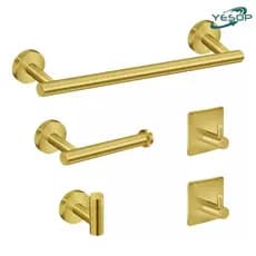 YESOP Kit Acessórios Banheiro Dourado Toalheiros Suportes Para Papel Higiênico 5 Peças