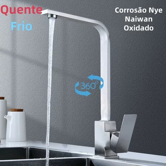 Torneira Cozinha Gourmet Misturador Bica Alta Aço Inox 304 Cor Prata Escovado Yesop
