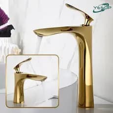 Torneira Dourada Banheiro Bica Alta Monocomando Misturador Inox Luxo 30cm/18cm Cromada/Preto Yesop