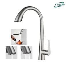 YESOP Torneira Cozinha Gourmet Monocomando Extensível Inox Escovado Spray Ducha 360°