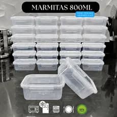 Jogo De Potes Marmita Com Trava 750ml Organizador de Alimentos