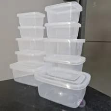 Kit 10 potes retangulares Transparentes, conjunto com 10 potes plásticos BPA FREE, kit cozinha econômico 10 peças