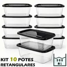 Jogo De Potes 500ml Marmita Fitness Lavavel 10 Unidades