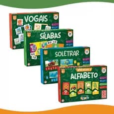 Kit de Jogos Alfabetização Escolar Soletrar + Silabas + Alfabeto + Vogais - Coluna