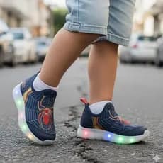 Tenis Led Infantil Facil de Calçar Meninos Confortável Resistente Solado Borracha - Kidy