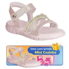 Kidy Sandália Infantil Meninas Fácil de Calçar Rosa Verão com Brinquedo de Brinde