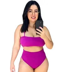 Biquíni Top Faixa Cintura Alta Com Forro e Bojo Plus Size