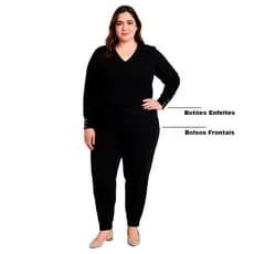 Conjunto Feminino Inverno Decote V Plus Size Em Anarruga